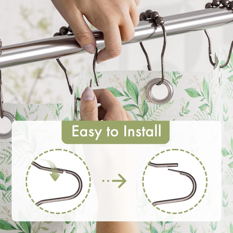 Amazer Bronze Shower Curtain Hooks, 12PCS Rust-Resistant Metal Shower Hooks Ring Shower Rings for Curtain, Rolling Shower Curtain Rings for Bathroom Shower Rod Shower Curtain Hangers - Image 4